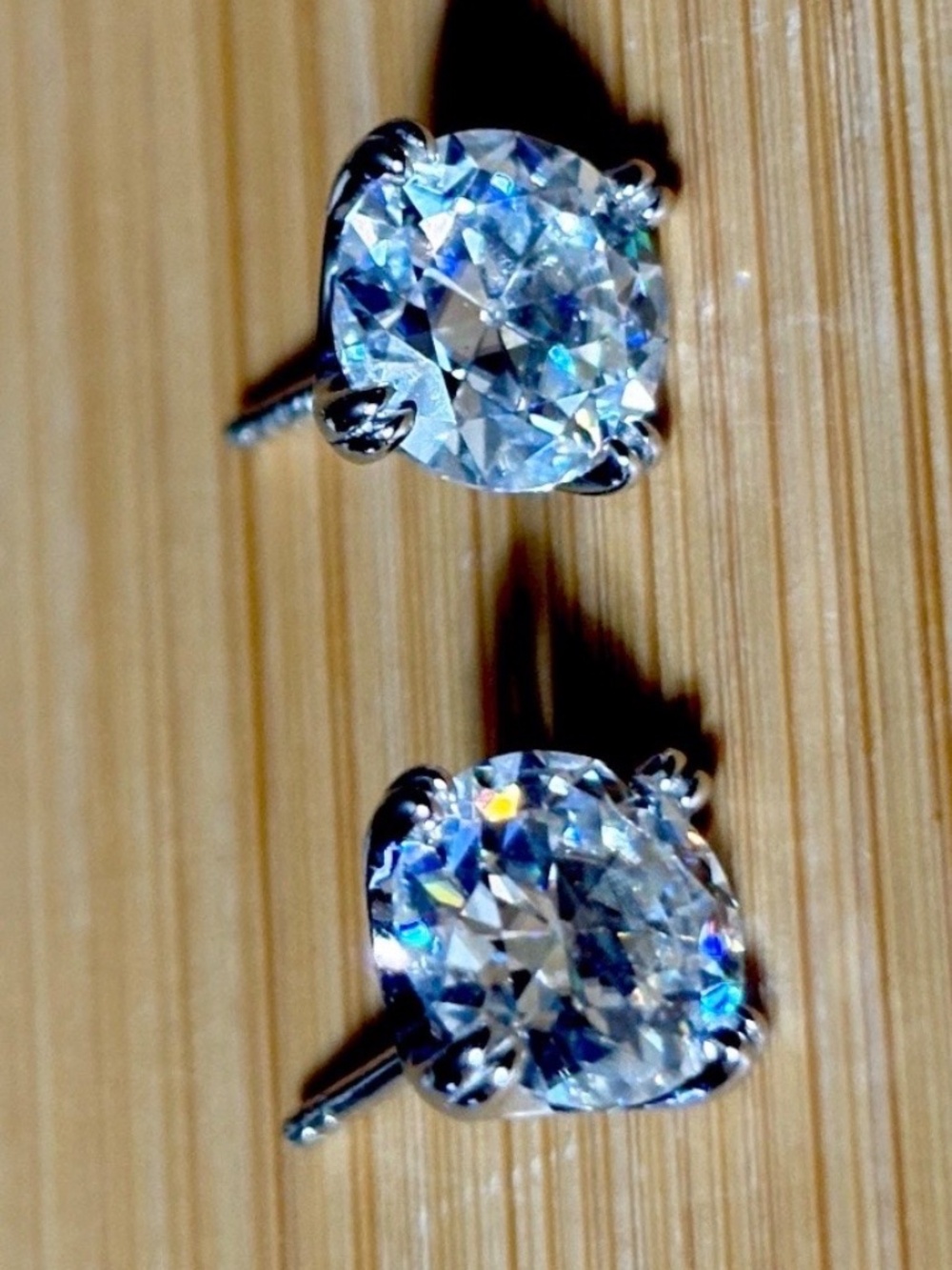 4ctw Old European Cut Moissanite studs in Argentium silver! Victorian charm! - Picture 6 of 16